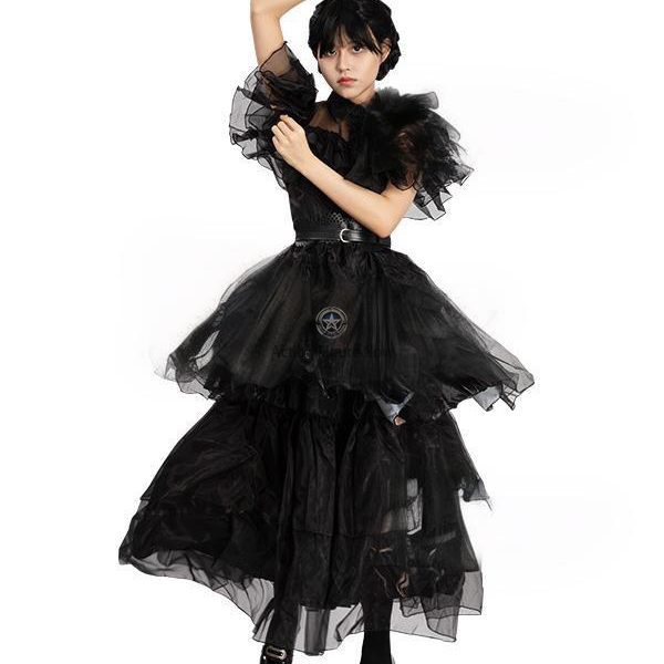 2022 Addams Family TV Series Black Raval Ball Cosplay Costume - Wednesday Addams Dress