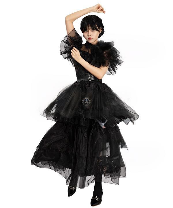 2022 Addams Family TV Series Black Raval Ball Cosplay Costume - Wednesday  Addams Dress