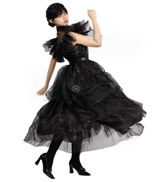2022 Addams Family TV Series Black Raval Ball Cosplay Costume - Wednesday  Addams Dress