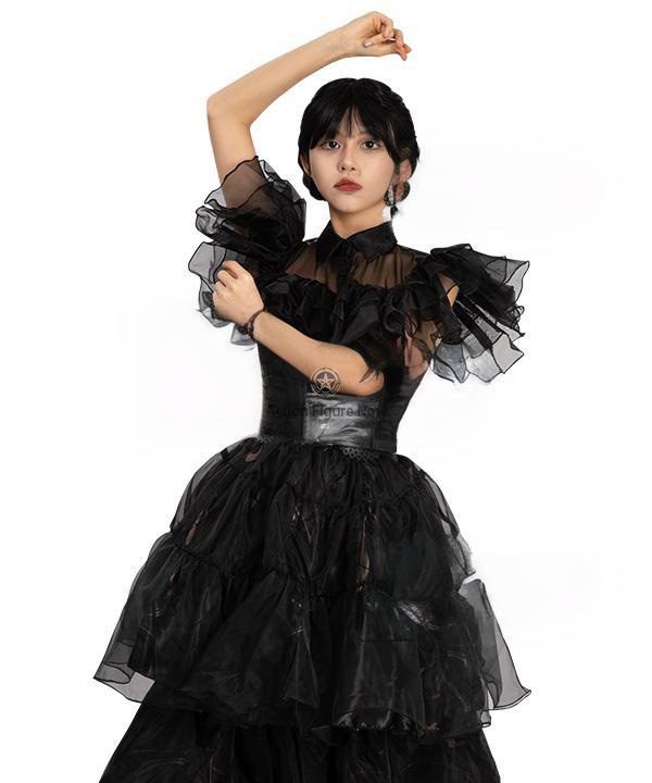 2022 Addams Family TV Series Black Raval Ball Cosplay Costume - Wednesday Addams Dress