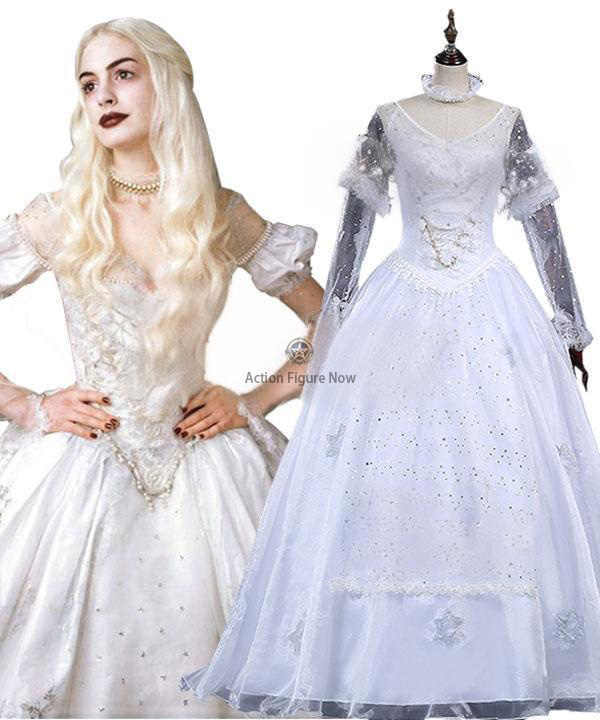 White Queen Alice in Wonderland Cosplay Dress Costume