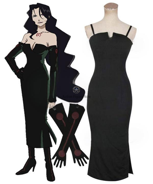 Lust Black Dress Cosplay Costume from Fullmetal Alchemist: Brotherhood