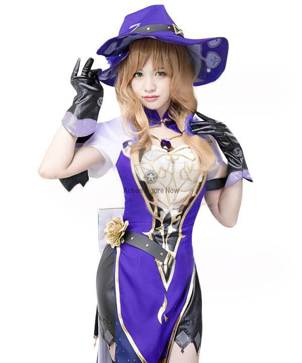 Sexy Adult Lisa's Witch Halloween Costume Purple Dress from Genshin Impact