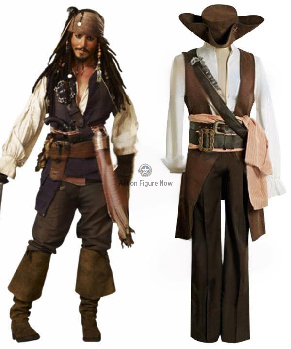 Captain Jack Sparrow Cosplay Costume - C Edition from Pirates of the Caribbean for Halloween
