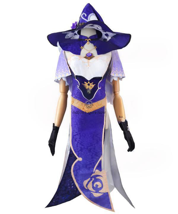 Sexy Adult Lisa's Witch Halloween Costume Purple Dress from Genshin Impact