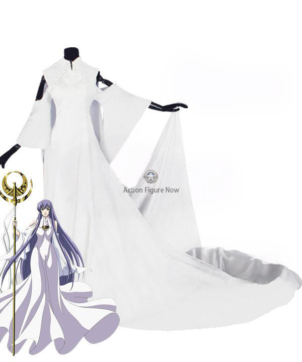 Sasha Athena White Dress Cosplay Costume from Saint Seiya