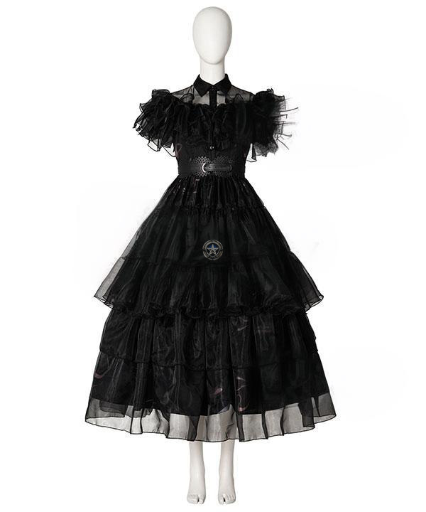 2022 Addams Family TV Series Black Raval Ball Cosplay Costume - Wednesday Addams Dress