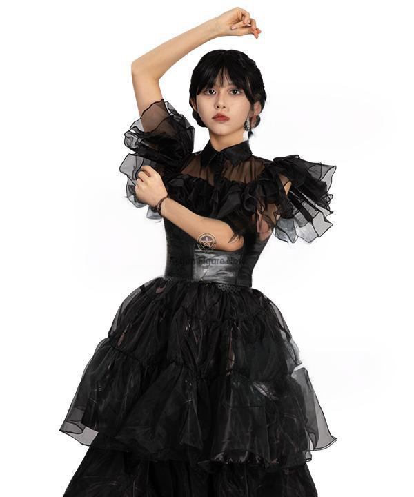 2022 Addams Family TV Series Black Raval Ball Cosplay Costume - Wednesday Addams Dress