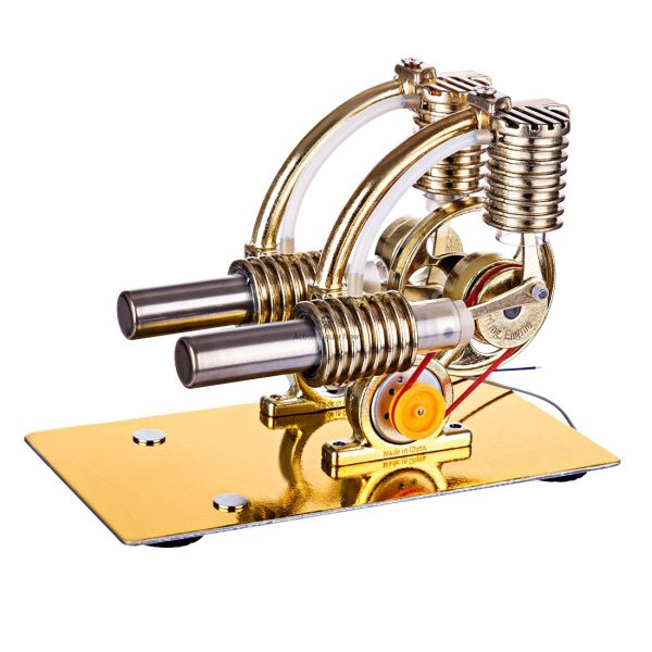 L-Shape 2-Cylinder Stirling Engine Generator with LED Bulb