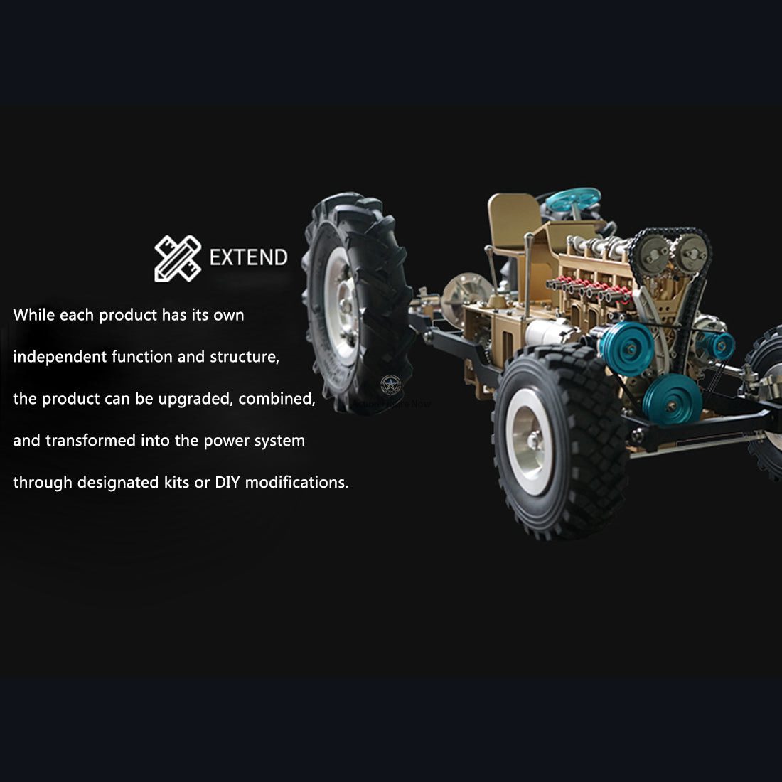 TECHING L4 Miniature DIY Engine Kit - Build Your Own Full Metal 4-Cylinder Model Engine