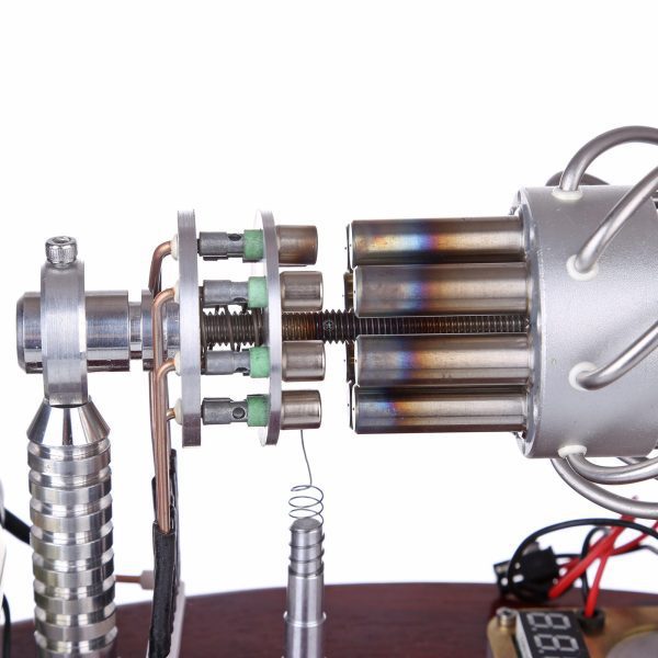 New ENJOMOR 16 Cylinder Swash Plate Stirling Engine Model with Voltage & Temperature Digital Display Meter - Educational STEM Toy & Science Experiment Kit
