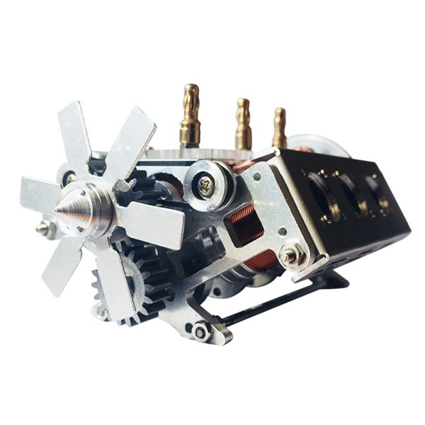V6 Electormagnetic Motor Engine Model Kit with Hexagon Cooling Fans for 1/10 RC Cars, Science Projects, and Educational Demonstrations