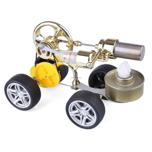 Stirling Engine Powering Car Model - Educational Science Project