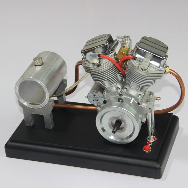 CISON FG-VT9 9cc V2 Engine: V-Twin Dual Cylinder 4-Stroke Air-Cooled Motorcycle Model Engine for RC