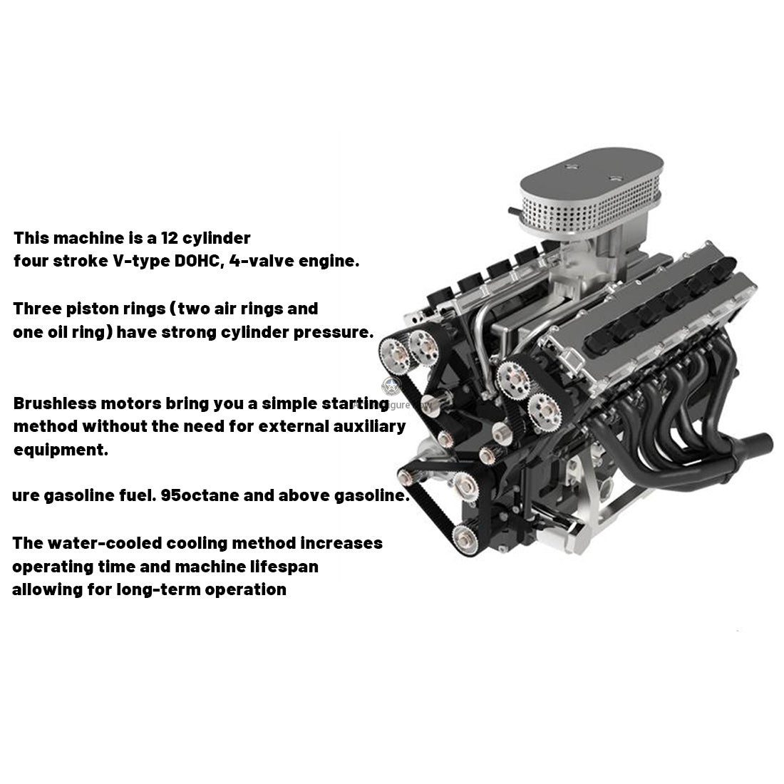ENJOMOR V12 Internal Combustion Engine Model: 4-Stroke Water-Cooled DOHC 12-Cylinder 72CC Electric Gasoline V12 Engine Model ENJOMOR V12 Internal Combustion Engine Model: 4-Stroke Water-Cooled DOHC 12-Cylinder 72CC Electric Gasoline V12 Engine Model
