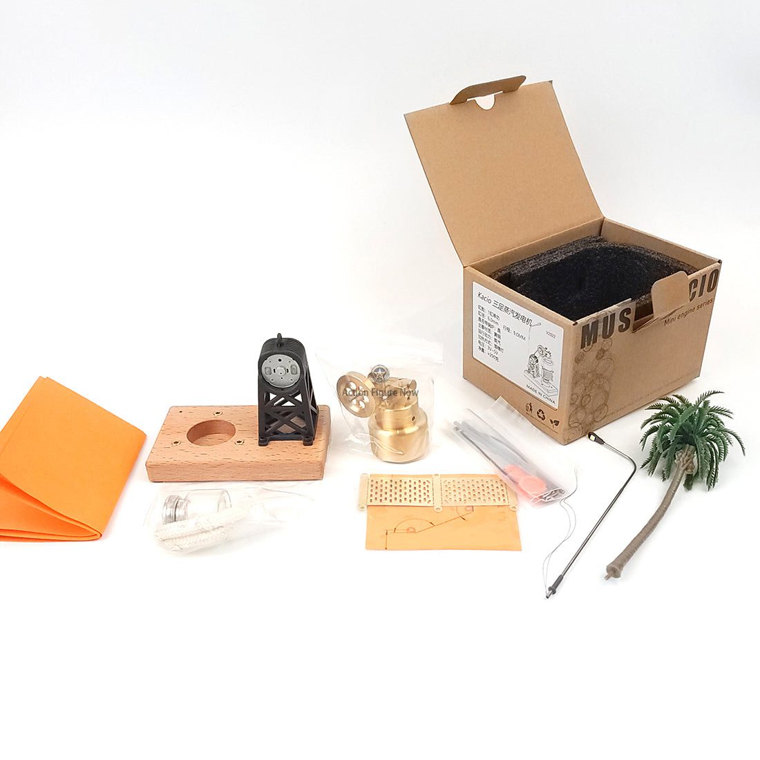KACIO FD-6 3-Legged Miniature Oscillating Steam Engine Kit with Boiler & Steam Power Generation Parts KACIO FD-6 3-Legged Miniature Oscillating Steam Engine Kit with Boiler & Steam Power Generation Parts