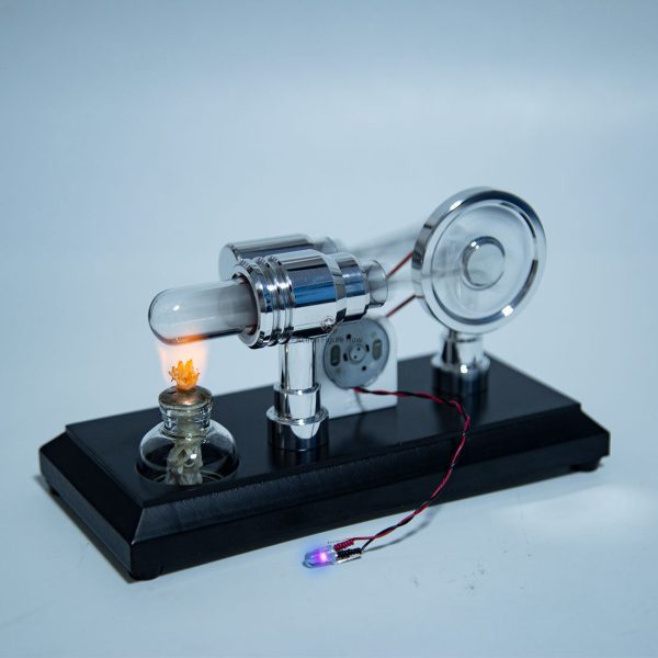 ENJOMOR Metal Gamma Hot-Air Stirling Engine Model with Lamp Beads for Educational Use, Perfect Engine Model Gift for Kids