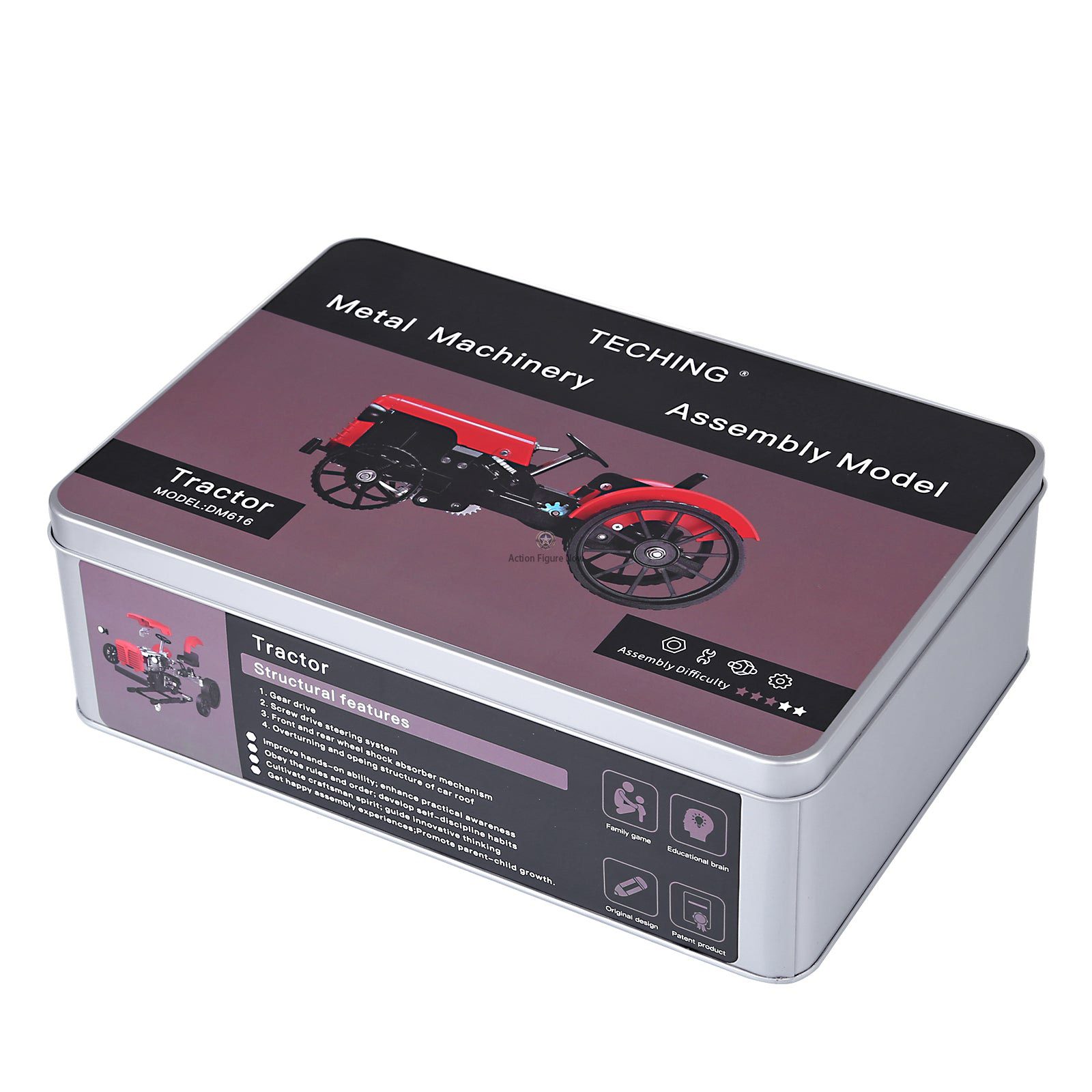 Teching Mini RC Tractor Assembly Kit: Educational Metal RC Hobby Model in Red Teching Mini RC Tractor Assembly Kit: Educational Metal RC Hobby Model in Red