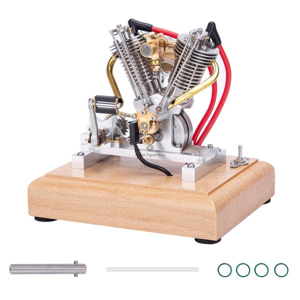 Hoglet H08 4.2CC OHV V-Twin Four-Stroke Mini Retro Motorcycle Engine Model with Pedal Start
