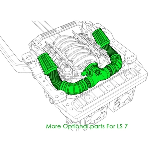 V8 RC Engine Cooling Fan Kit with Radiator, Motor, and Hood for 1/10 Scale Cars (GRC LS7 Motor)