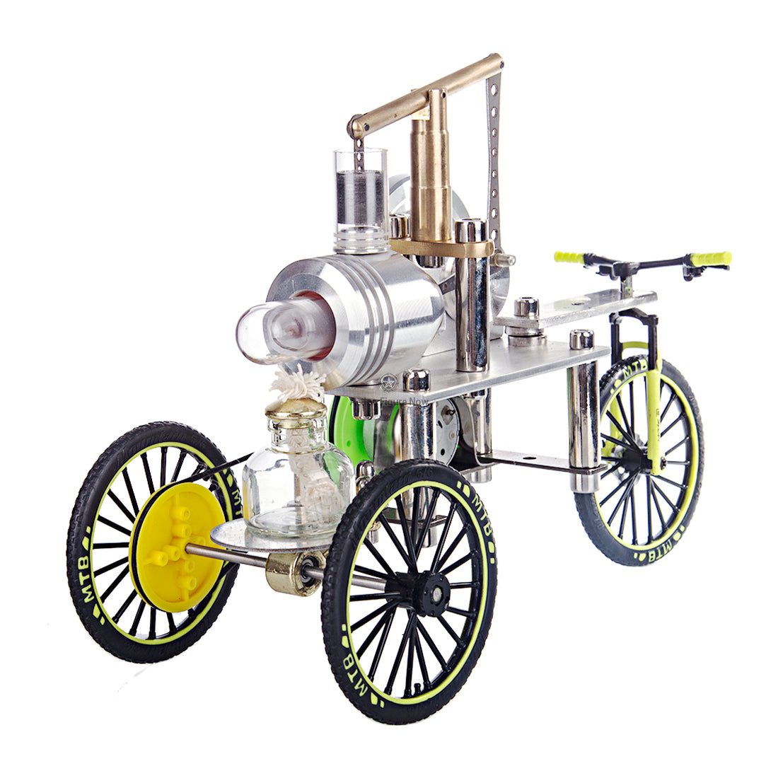 ENJOMOR Stirling Engine Tricycle: Walkable, Manually Steerable Car Model Toy ENJOMOR Stirling Engine Tricycle: Walkable, Manually Steerable Car Model Toy