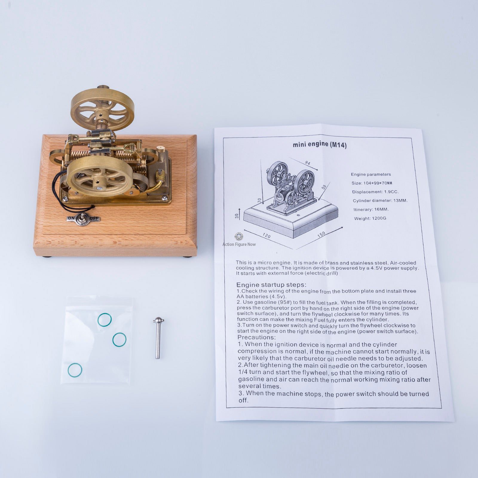 M14 1.9cc Mini 4-Stroke Gasoline Engine Internal Combustion Engine Model with Atkinson Differential Opposed Pistons