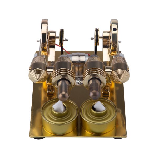 ENJOMOR 4-Cylinder Stirling Engine Model with Generator, Light Bulb, and Voltmeter - STEM Educational Toy