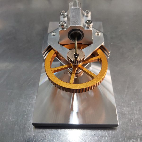 ENJOMOR Horizontal Flywheel Stirling Engine Model: High-Speed External Combustion STEM Educational Toy for Mechanical Enthusiasts