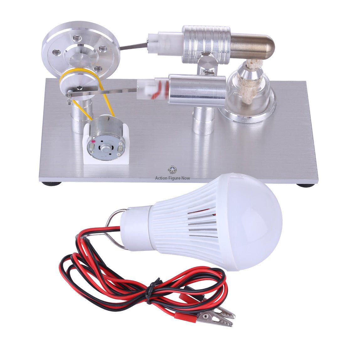 Stirling Engine Model with Electric Generator and Light Bulb
