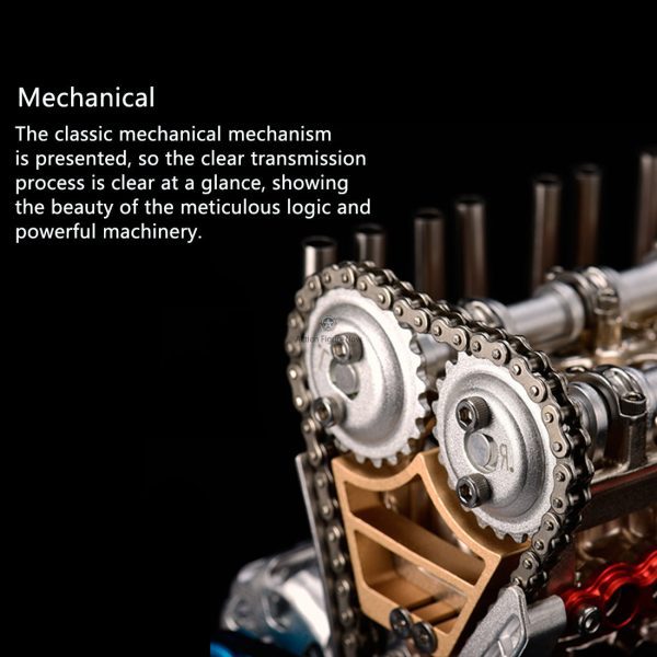 Teching Engine Assembly Kit: Full Metal 4-Cylinder Car Engine Building Kit for STEM Education and Gift Collection - Enginediy