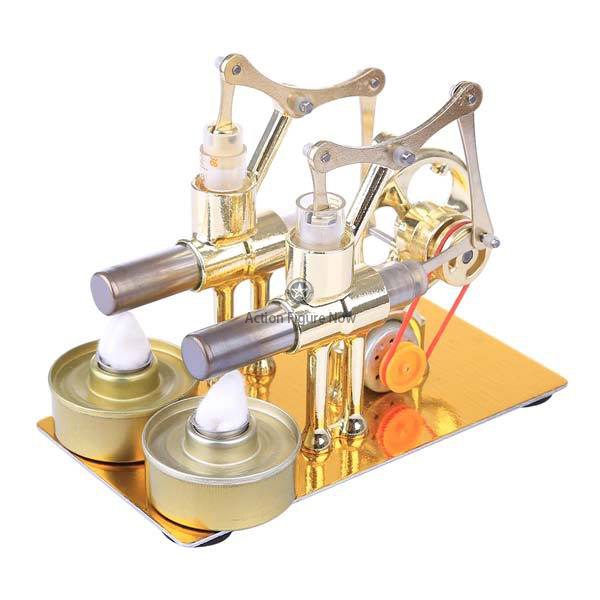 Twin-Cylinder Stirling Engine Generator with Lightbulb