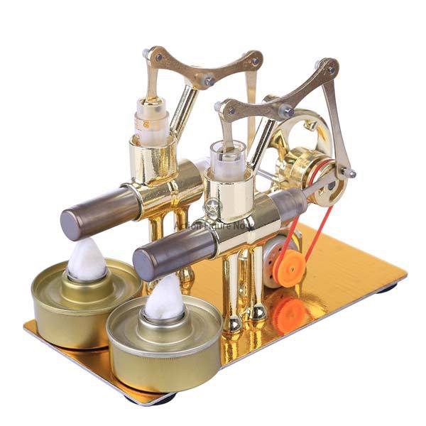 Twin-Cylinder Stirling Engine Generator with Lightbulb Twin-Cylinder Stirling Engine Generator with Lightbulb