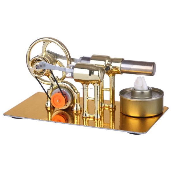 Stirling Engine Single Cylinder Engine Generator Model with LED Light and Bulb for Physics Science Experiment Teaching