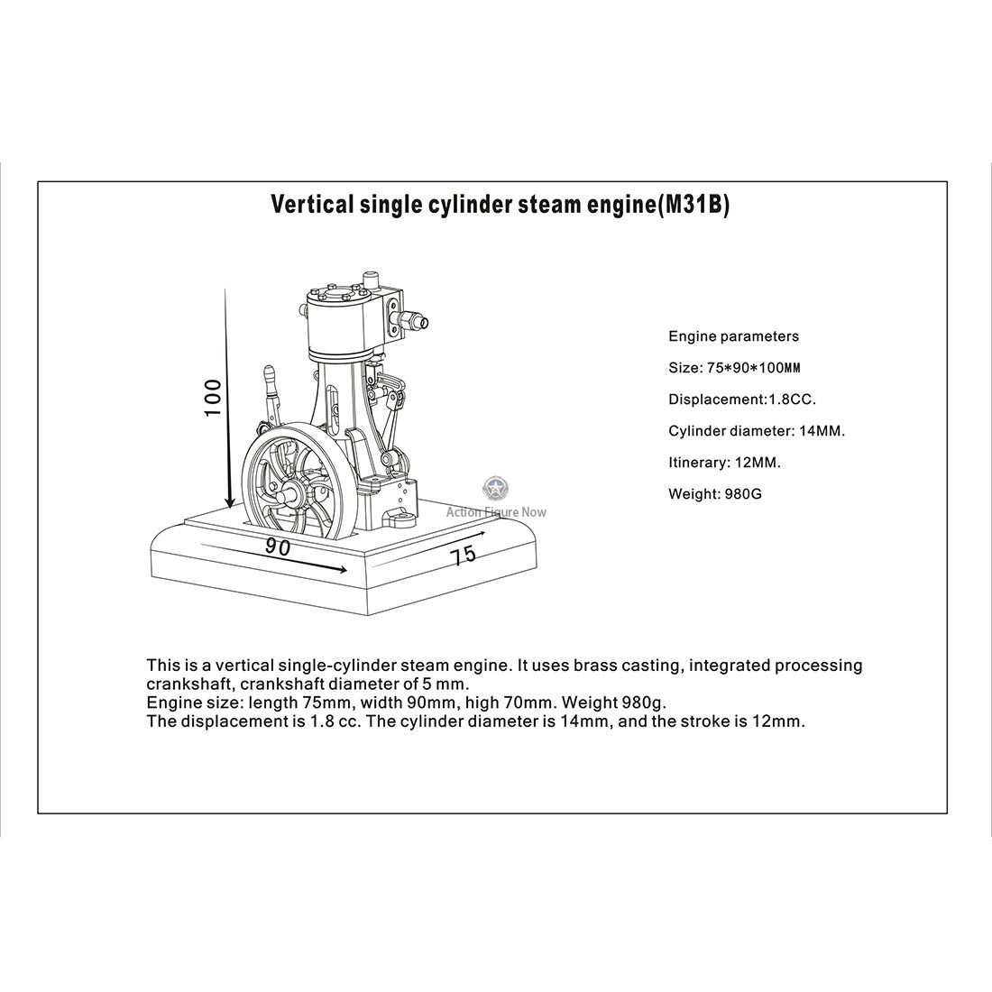 Horizontal Single-Cylinder Retro Double-Acting Steam Engine Model with 200ml Steam Boiler Horizontal Single-Cylinder Retro Double-Acting Steam Engine Model with 200ml Steam Boiler