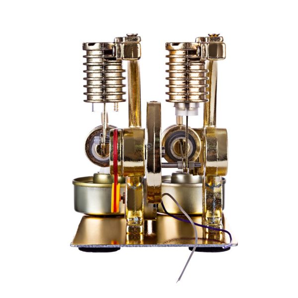 L-Shape 2-Cylinder Stirling Engine Generator with LED Bulb
