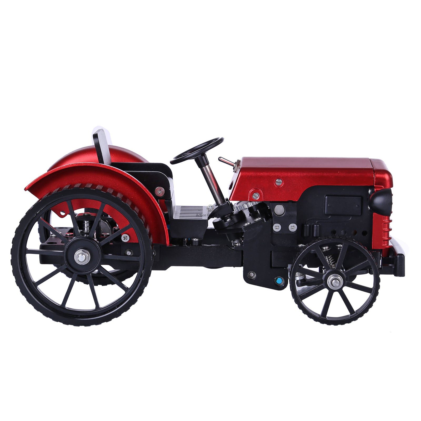 Teching Mini RC Tractor Assembly Kit: Educational Metal RC Hobby Model in Red Teching Mini RC Tractor Assembly Kit: Educational Metal RC Hobby Model in Red
