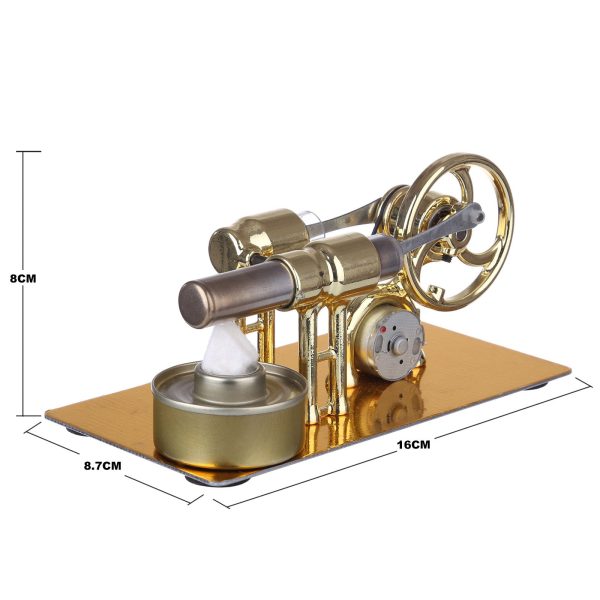 Gamma Stirling Engine Single-cylinder Generator Model with LED Diode and Bulb - Scientific Educational Kit