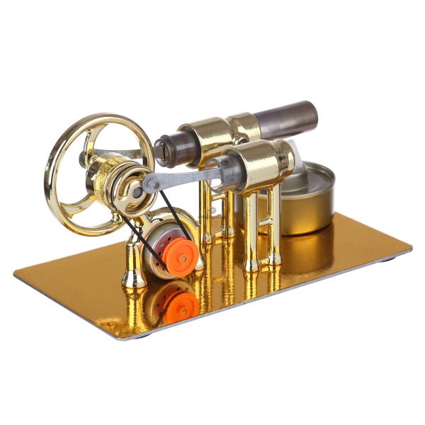 Gamma Stirling Engine Single-cylinder Generator Model with LED Diode and Bulb - Scientific Educational Kit