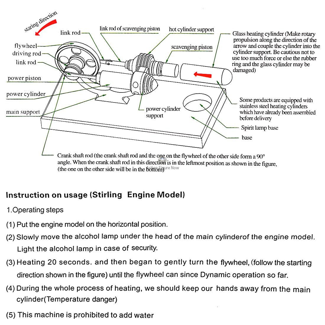 Hot Air Stirling Engine Kit with Generator and Alcohol Burner Hot Air Stirling Engine Kit with Generator and Alcohol Burner