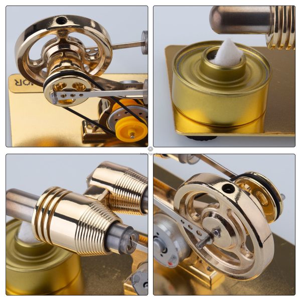 Stirling Engine Model with Electric Generator: Single-Cylinder Engine Toy
