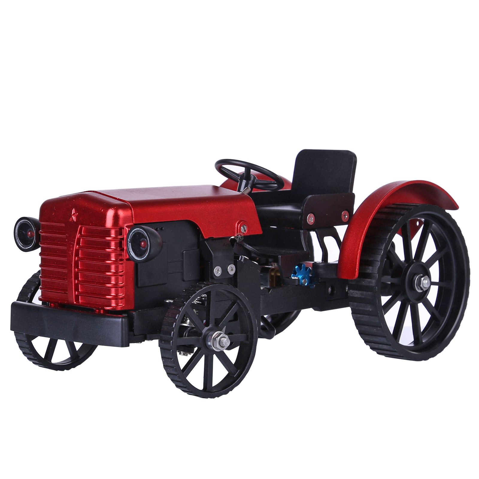 Teching Mini RC Tractor Assembly Kit: Educational Metal RC Hobby Model in Red Teching Mini RC Tractor Assembly Kit: Educational Metal RC Hobby Model in Red