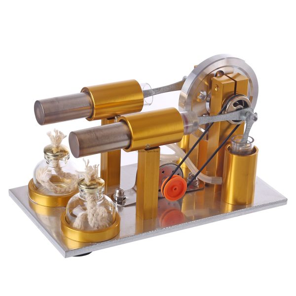 Deluxe Metal 2-Cylinder Stirling Engine Model for Science Education and Experimentation