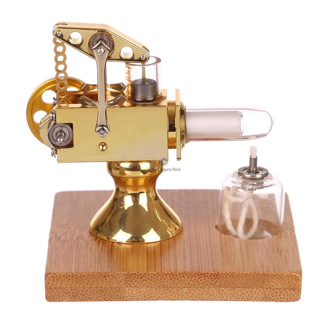 Mini Stirling Engine Model with Quartz Hot Cylinder & Solid Wood Base (Golden) Mini Stirling Engine Model with Quartz Hot Cylinder & Solid Wood Base (Golden)