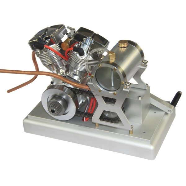 CISON FG-VT157 15.7cc Gasoline V-Twin Shovelhead Engine with Enhanced Kick Starter Assembly and Mounting Base - Convenient Single Key Electric Start Capability