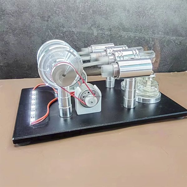 STL-SGM 4-Cylinder Inline Air Stirling Engine Model with External Combustion for Power Generation