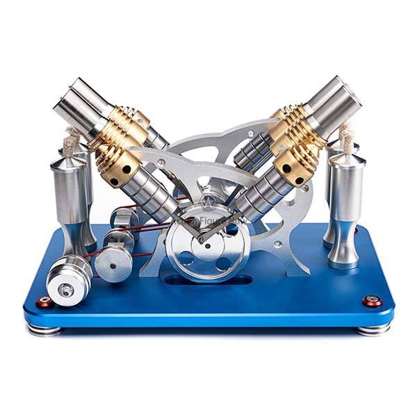 Four Cylinder Stirling Engine Kit: External Combustion Stirling Power Generator Model