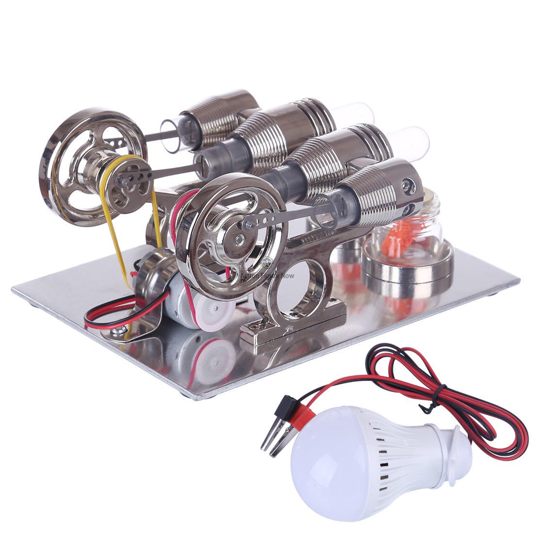 2-Cylinder Stirling Engine Model with Electricity Generator