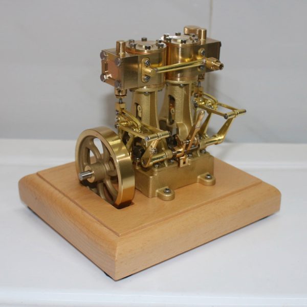 M30B 3.7CC Mini Retro Vertical Twin-Cylinder Double-Acting Oscillating Steam Engine Model Kit