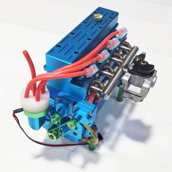 32cc Inline 4-Cylinder Water-Cooled Gasoline Engine for 1:5 RC Models (Car/Boat) - Blue