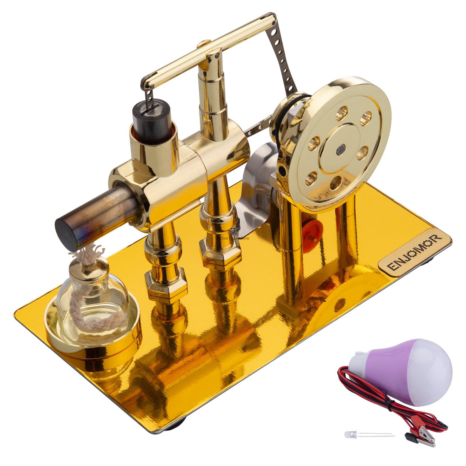 ENJOMOR Stirling Engine Hot Air External Combustion Model with LED Bulb Gift ENJOMOR Stirling Engine Hot Air External Combustion Model with LED Bulb Gift